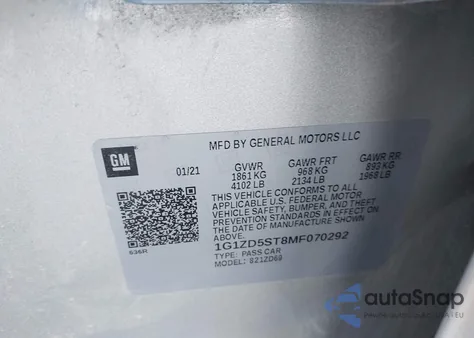 2021 Chevrolet Malibu Fwd Lt from USA, damaged, VIN 1G1ZD5ST8MF070292